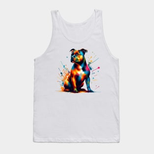 Staffordshire Bull Terrier in Vivid Splash Art Style Tank Top